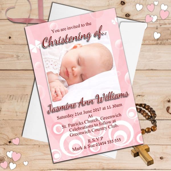 10 Personalised Christening Baptism Photo Invitations N39