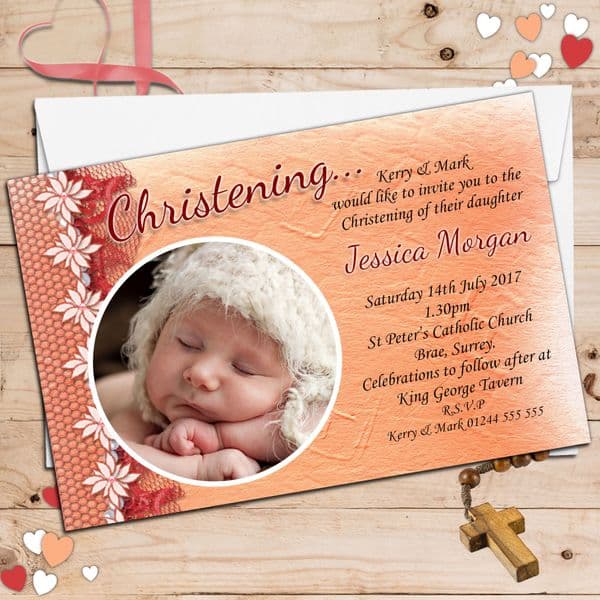 10 Personalised Christening Baptism Photo Invitations N40