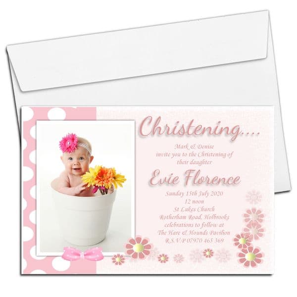 10 Personalised Christening Baptism Photo Invitations N41
