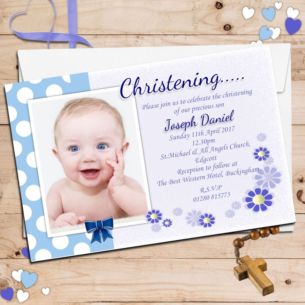 10 Personalised Christening Baptism Photo Invitations N42
