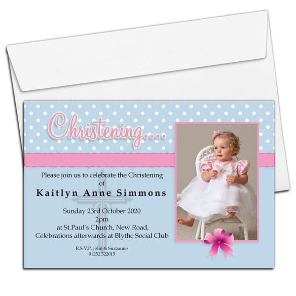 10 Personalised Christening Baptism PHOTO Invitations N63