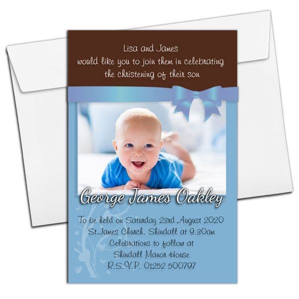 10 Personalised Christening Baptism PHOTO Invitations N64