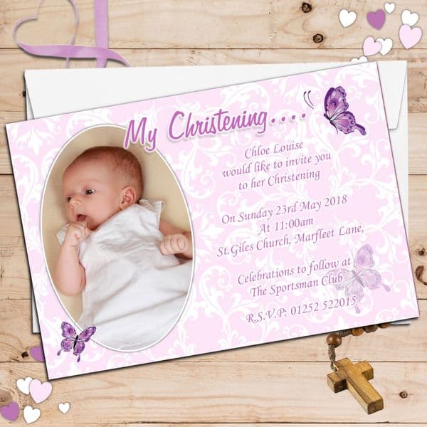 10 Personalised Christening Baptism PHOTO Invitations N68