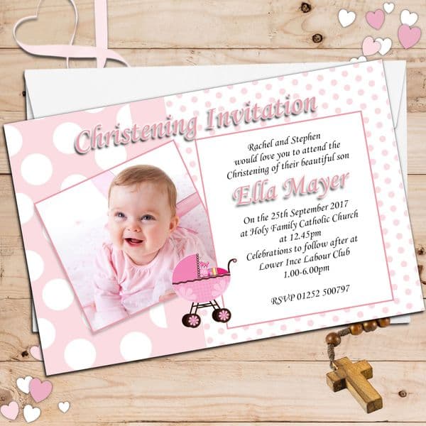 10 Personalised Christening Baptism Photo Invitations N7