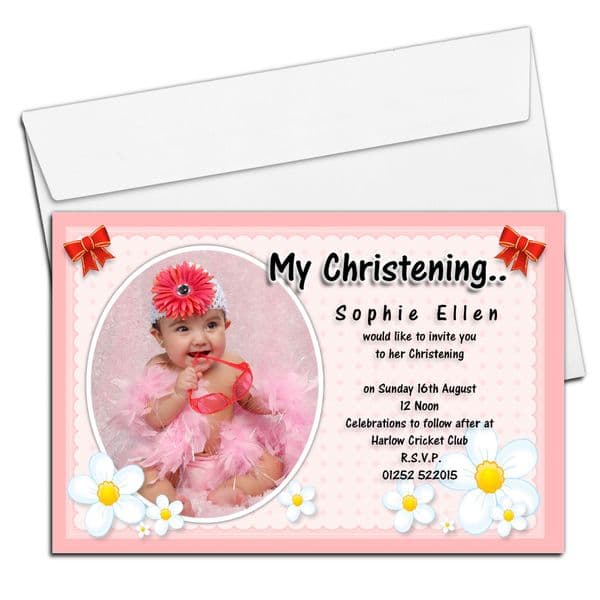10 Personalised Christening Baptism PHOTO Invitations N70