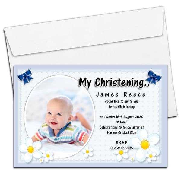 10 Personalised Christening Baptism PHOTO Invitations N71