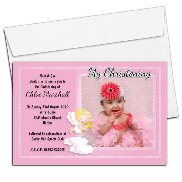 10 Personalised Christening Baptism PHOTO Invitations N75