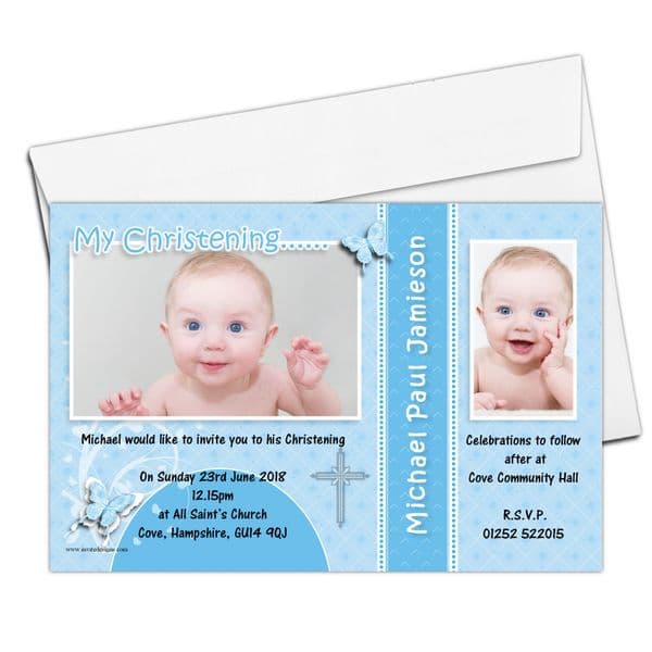 10 Personalised Christening Baptism Photo Invitations N77