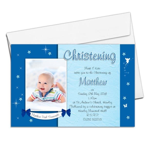 10 Personalised Christening Baptism PHOTO Invitations N80