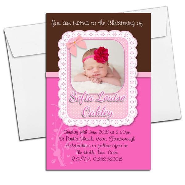 10 Personalised Christening Baptism PHOTO Invitations N83