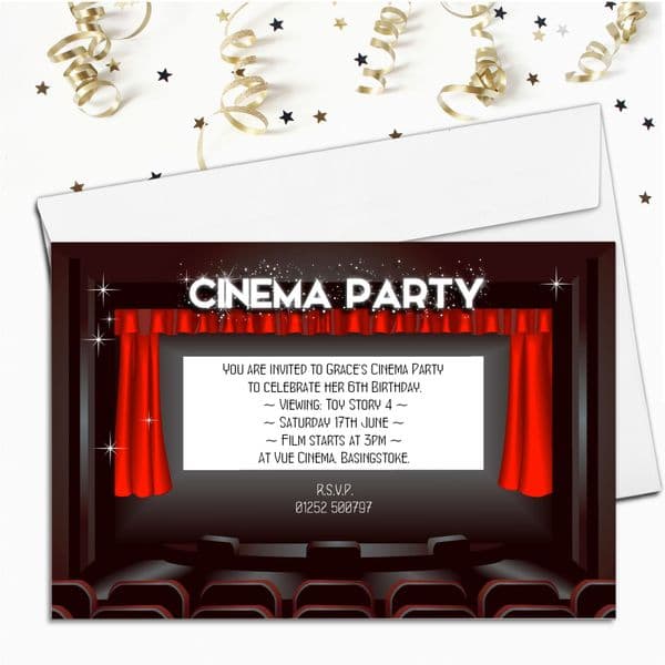 10 Personalised Cinema Movie Birthday Party Invitations N60
