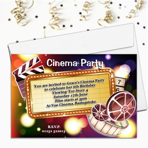 10 Personalised Cinema Movie Film Birthday Party Invitations N59