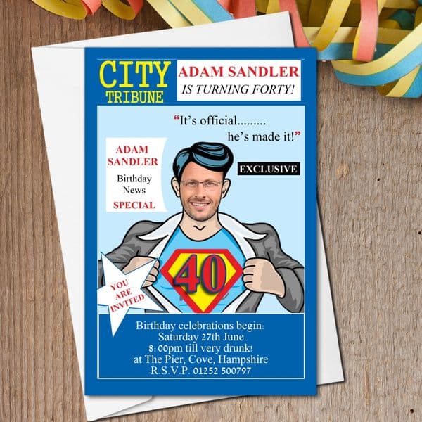 10 Personalised City News Birthday Party PHOTO Invitations N158