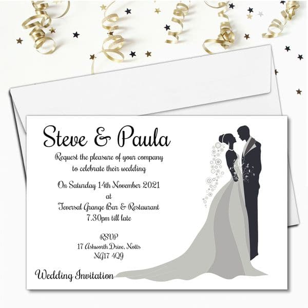 10 Personalised Elegant Wedding Invitations Day/Evening N19