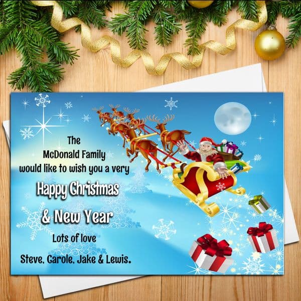 10 Personalised Family Christmas Xmas Cards N13