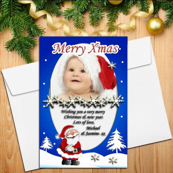 10 Personalised Family Christmas Xmas PHOTO Post Cards N1