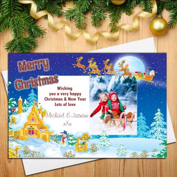 10 Personalised Family Christmas Xmas PHOTO Post Cards N10