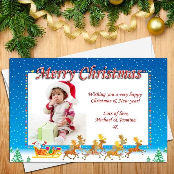 10 Personalised Family Christmas Xmas PHOTO Post Cards N2