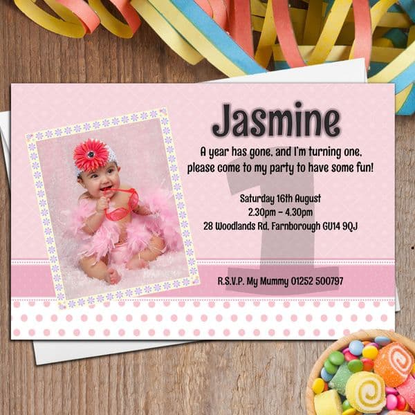 10 Personalised First Birthday Party PHOTO Invitations N9 Any Age
