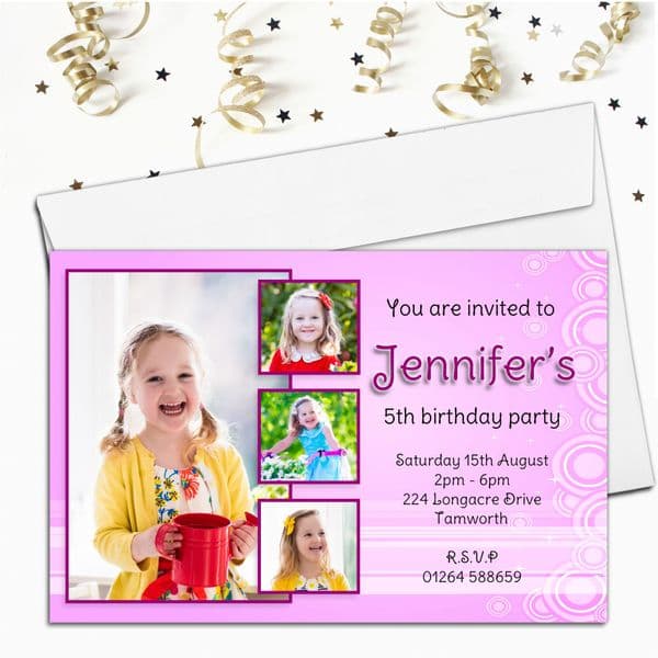 10 Personalised Girl Birthday Party PHOTO Invitation N7
