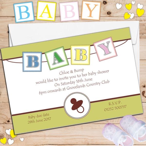 10 Personalised Girl Boy Baby Shower Invitations N13