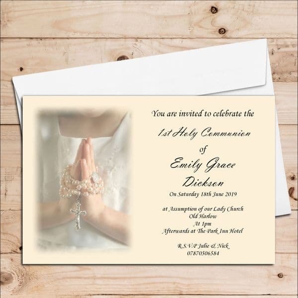 10 Personalised Girls 1st First Holy Communion Invitations N15