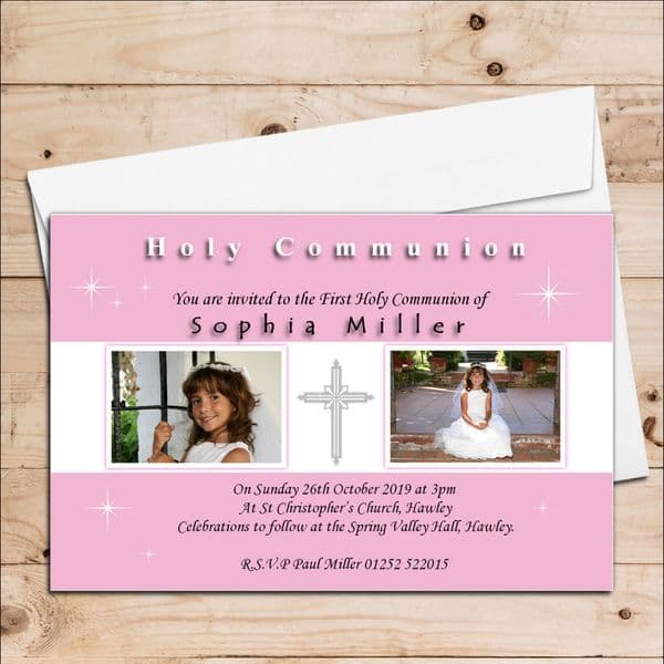 10 Personalised Girls 1st First Holy Communion PHOTO Invitations N19