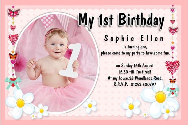 10 Personalised Girls Birthday Party PHOTO Invitations N82 ANY AGE