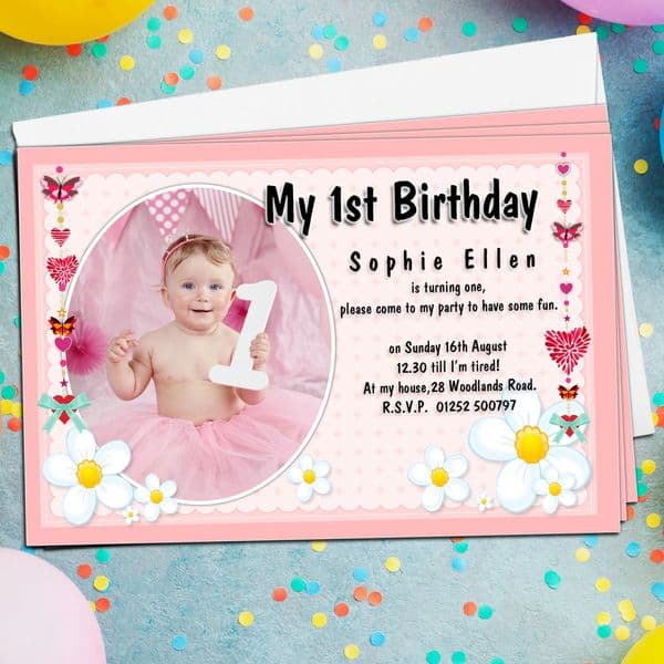 10 Personalised Girls Birthday Party PHOTO Invitations N82 ANY AGE