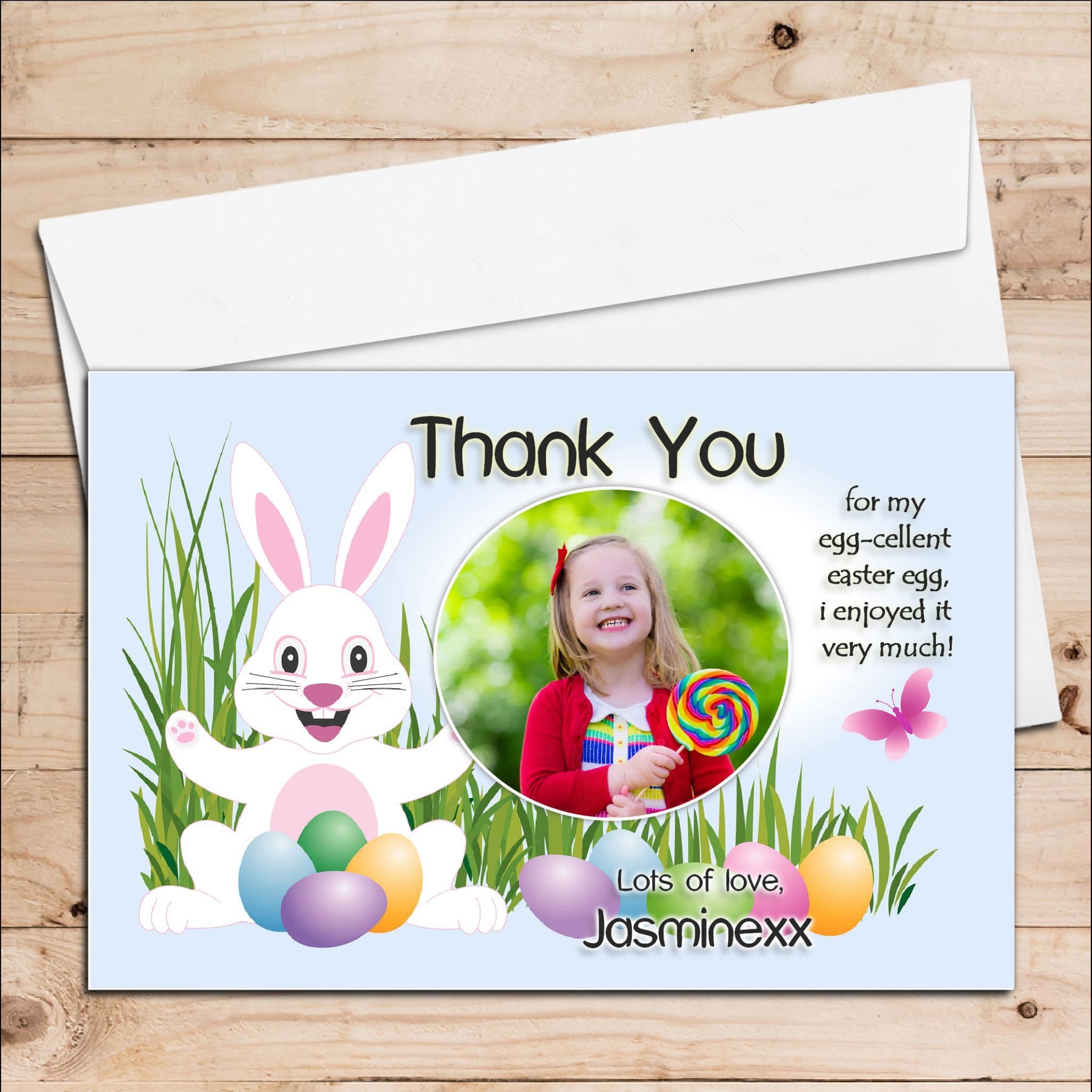 10 personalised girls boys easter egg thank you photo post cards n6