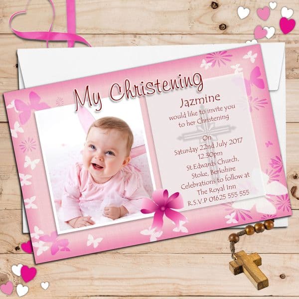 Personalised Christening Invitations / Personalised Baptism Cards