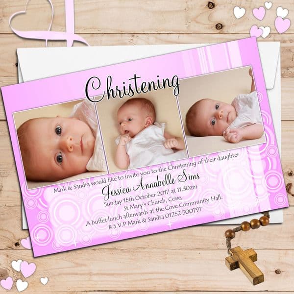 Personalised Christening Invitations / Personalised Baptism Cards