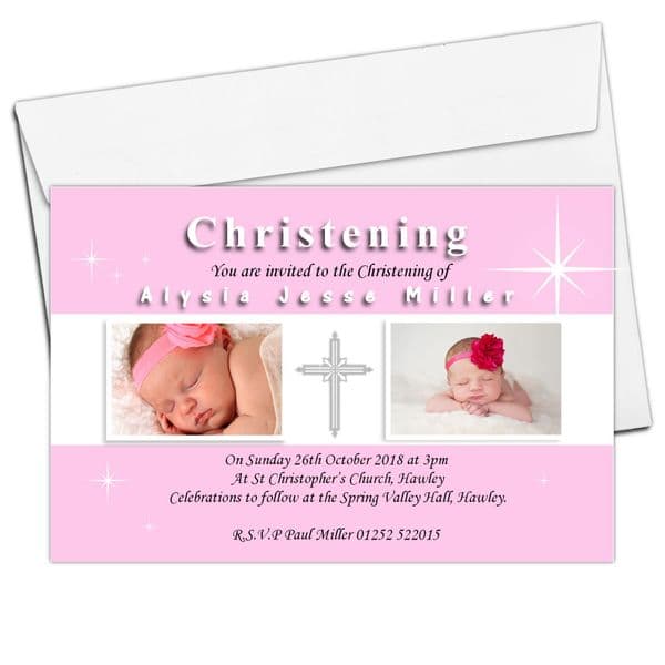 10 Personalised Girls Christening Baptism Invitations PHOTO Invites N57