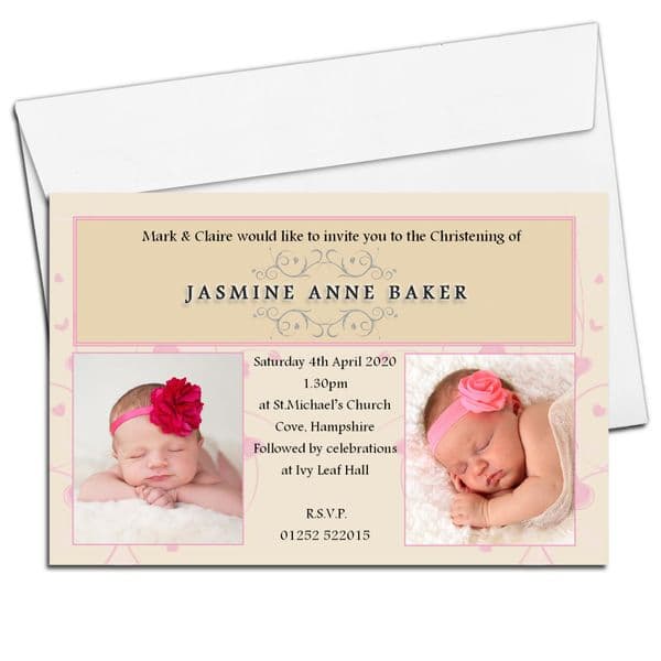 10 Personalised Girls Christening Baptism Invitations PHOTO Invites N78