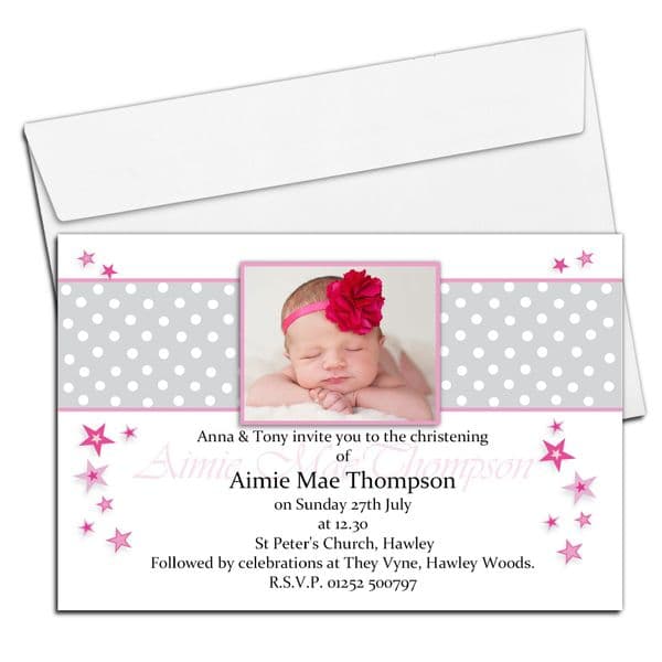10 Personalised Girls Christening Baptism PHOTO Invitations N100
