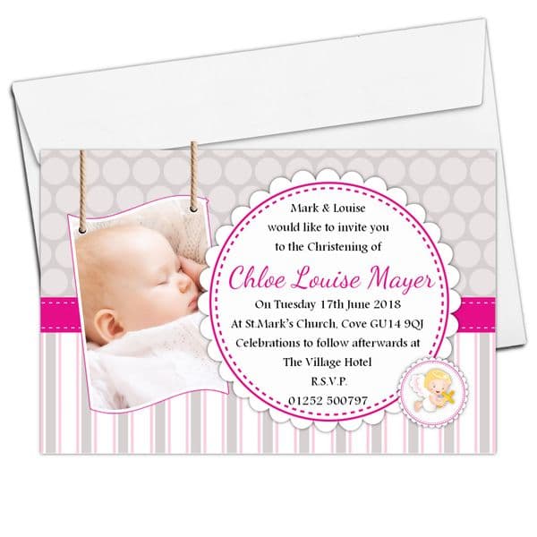 10 Personalised Girls Christening Baptism PHOTO Invitations N115