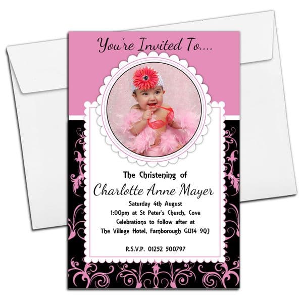 10 Personalised Girls Christening Baptism PHOTO Invitations N117