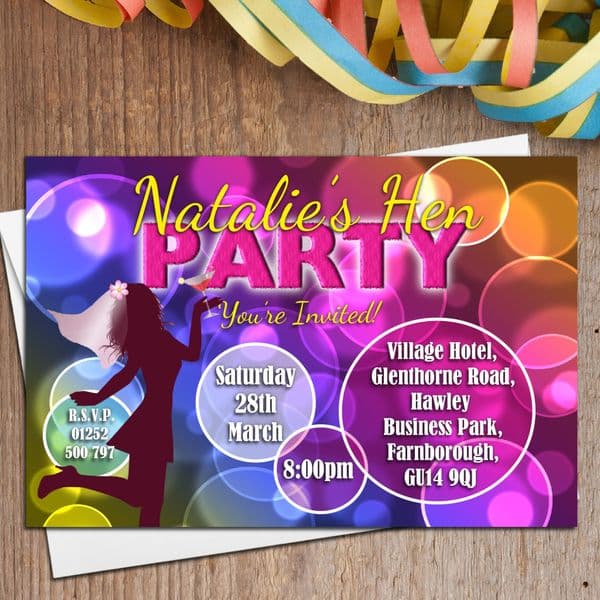 10 Personalised Hen Night Party Invitations Invites N24