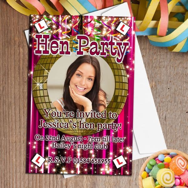 10 Personalised Hen Party PHOTO Invitations Invites N22