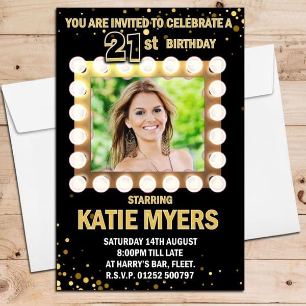 10 Personalised Light Frame Birthday Party Invitations N217 ANY AGE