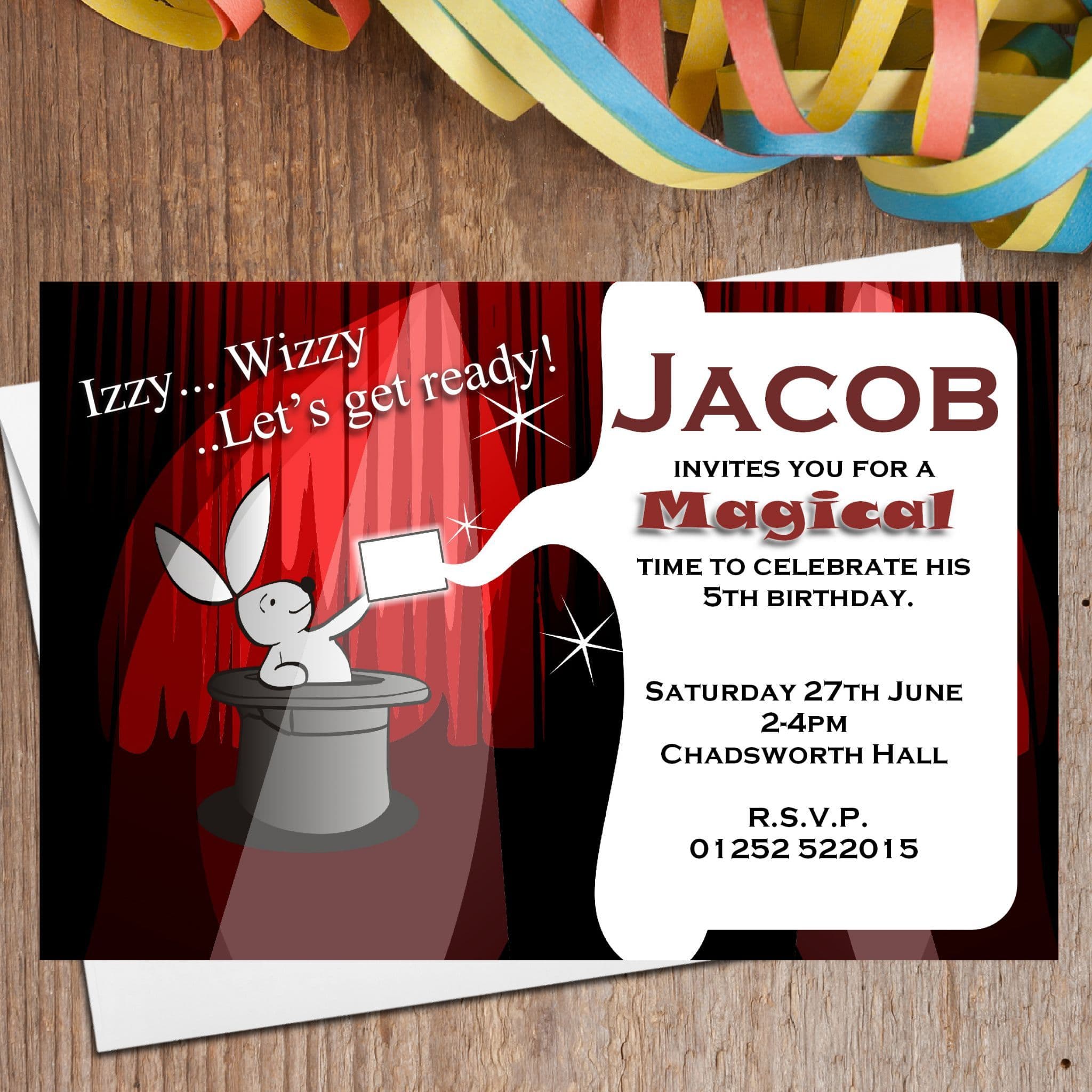 Practical Magic Invites 10 Personalised Magic Magician Birthday Party Invitations N2