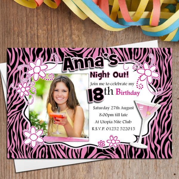 10 Personalised Pink Glamour Birthday Party PHOTO Invitations N150