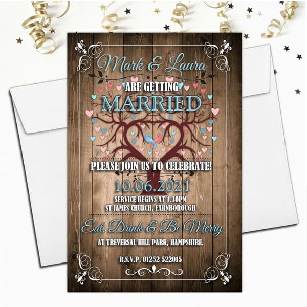 10 Personalised Premium Wedding Invitations Day or Evening N72 Wood Designs