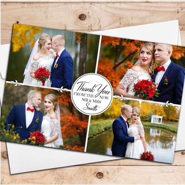 10 Personalised Premium Wedding Thank you Photo Cards N258