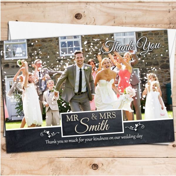 10 Personalised Premium Wedding Thank you Photo Cards N261