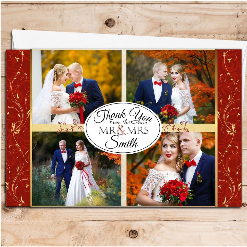 10 Personalised Premium Wedding Thank you Photo Cards N262