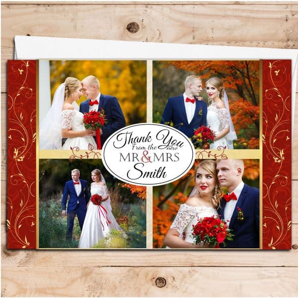 10 Personalised Premium Wedding Thank you Photo Cards N262