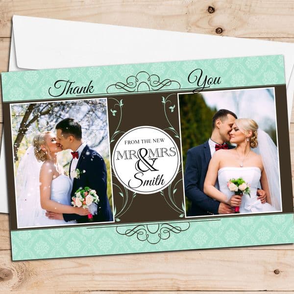 10 Personalised Premium Wedding Thank you Photo Cards N263
