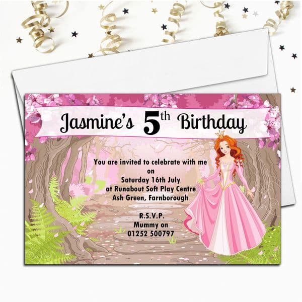 10 Personalised Princess Birthday Party Invitations N106