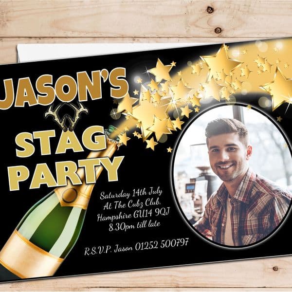 10 Personalised Stag Night Batchelor Party PHOTO Invitations N23